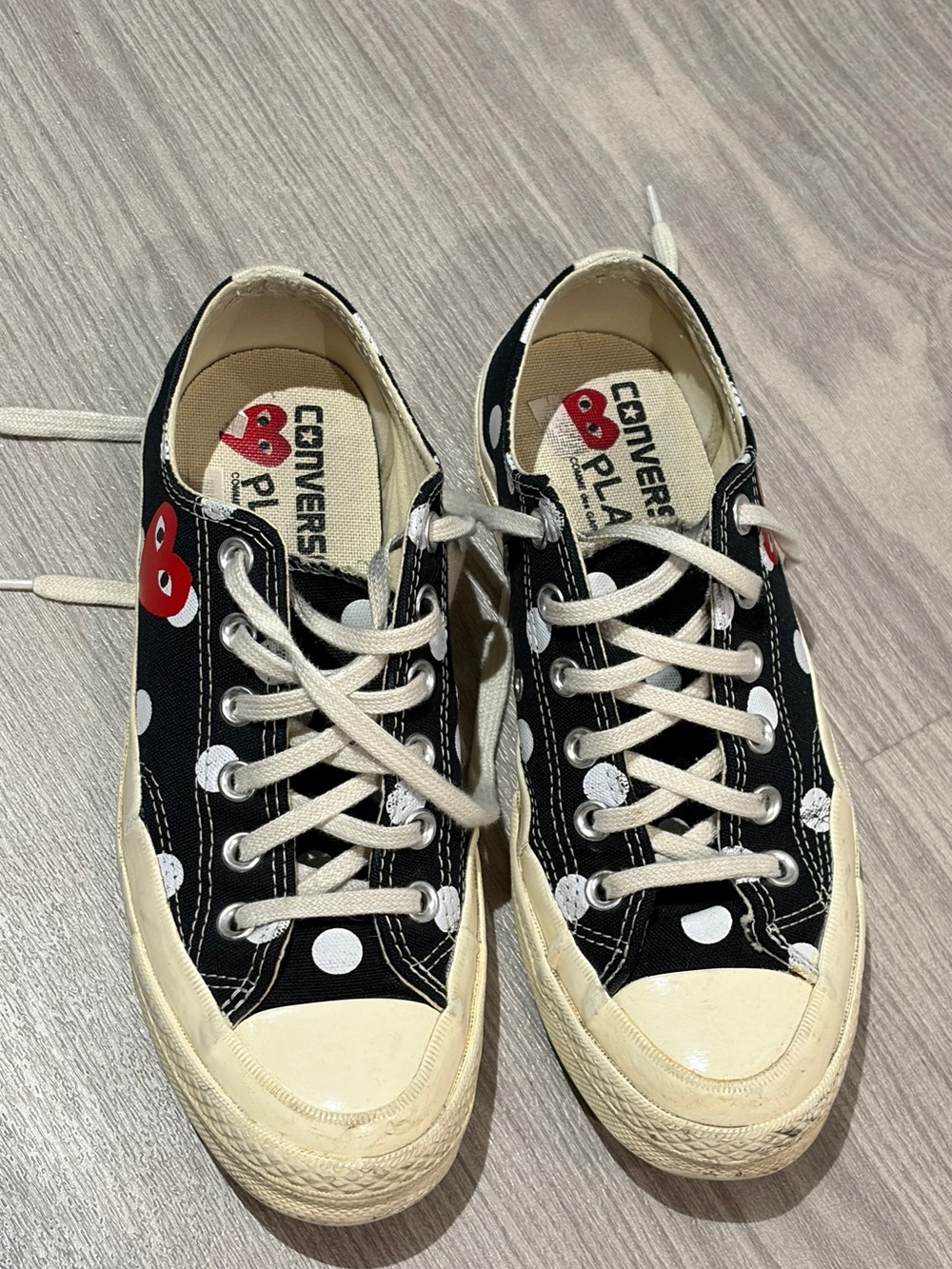 Converse Kids Black Polka Dot Low-Top Sneakers with Red Heart